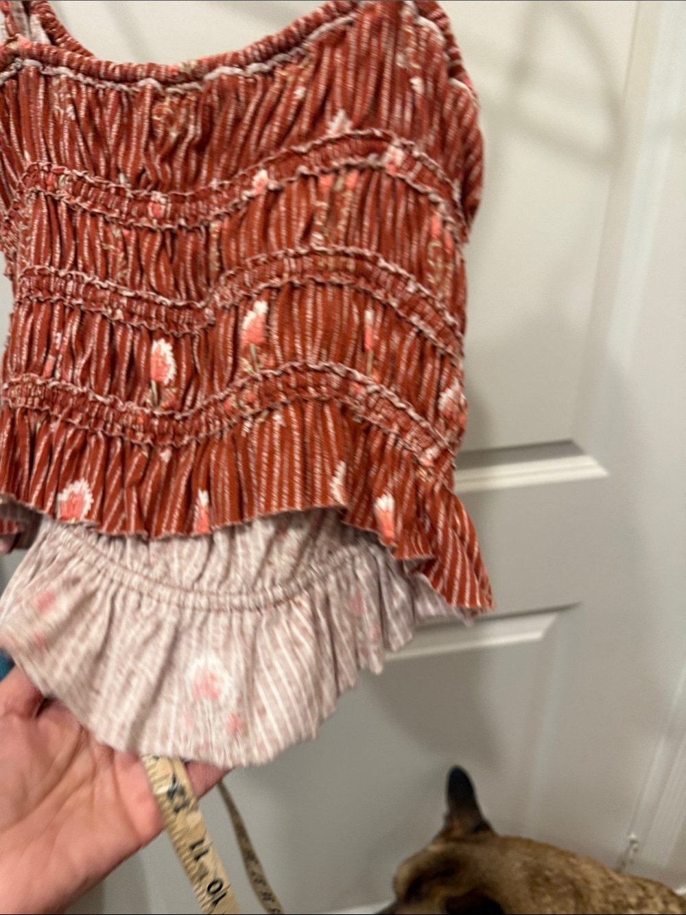 Free People Rust-Red Floral Smocked Cami - Picture 14 of 16